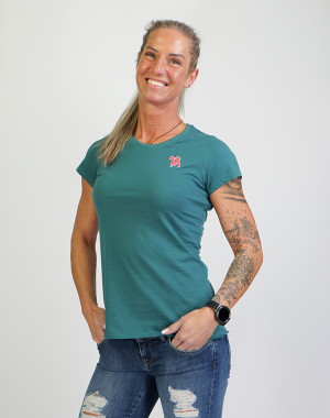 Damen Basic Shirt light Kölner Dom mit zweifarbigem 3D Druck Nord/Süd Turm teal XL