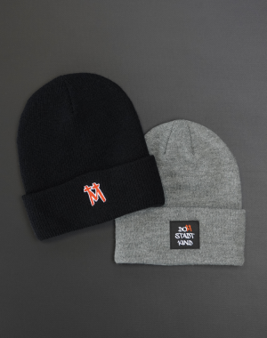Beanie grau mit Umschlag Domstadtkind Logo gewebtes Label