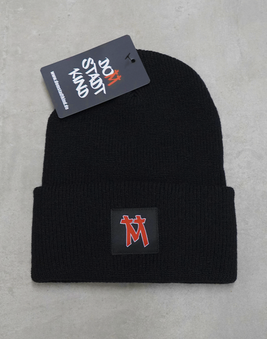 Beanie schwarz mit Umschlag Domstadtkind Logo gewebtes Label