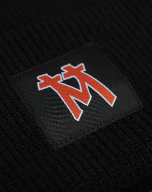Beanie schwarz mit Umschlag Domstadtkind Logo gewebtes Label